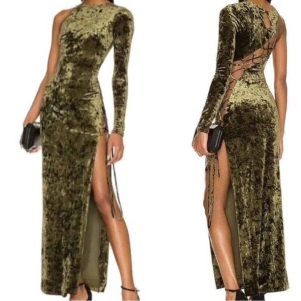 Elegant Olive Velvet Dress